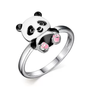 Серебряное кольцо детское Панда
