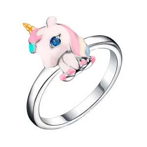 Серебряное кольцо для девочки Единорог