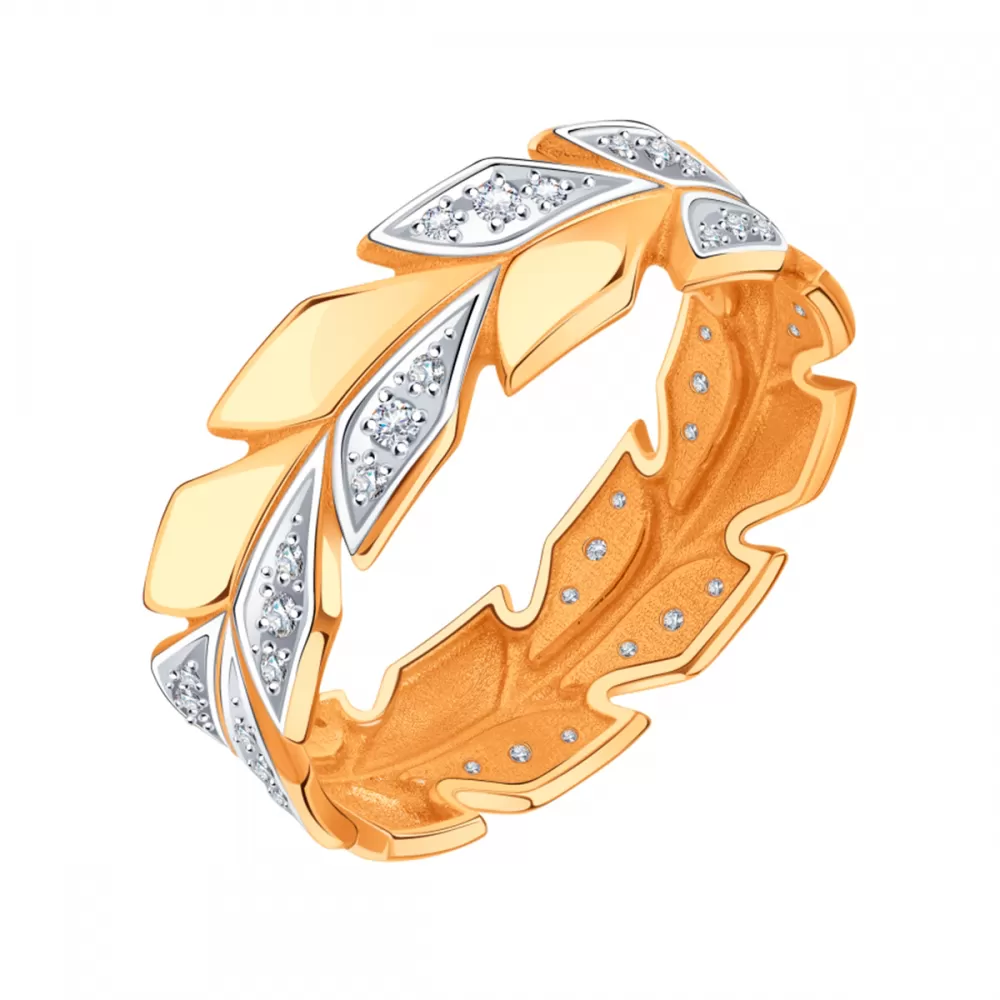 Женское золотое кольцо с фианитами