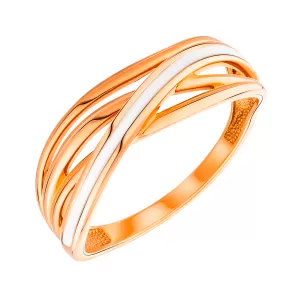 Золотое кольцо с белой эмалью
